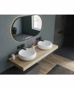 BERNSTEIN Vasque à Poser NT8559 En Solid Surface - Ø40 - Couleur Sélectionnable: Blanc Mat, Sans Bonde Pop Up, Sans Cache Supplémentaire