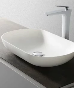 BERNSTEIN Vasque à Poser O-540 En Solid Surface - Blanc Mat - 54 X 34 X 10,5 Cm: Sans Cache Supplémentaire