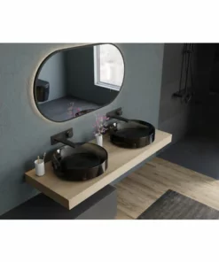 BERNSTEIN Vasque à Poser NT2430G En Résine Synthétique - 42 X 42 X 11 Cm - Noir Brillant: Sans Bonde Pop Up