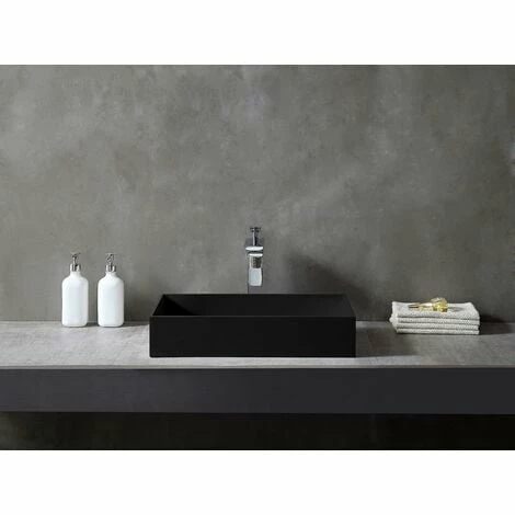 BERNSTEIN Vasque à Poser En Fonte Minérale TWA112 - Largeur Et Couleur Sélectionnables: Noir (mat), 50 Cm 5 BERNSTEIN Vasque à Poser En Fonte Minérale TWA112 - Largeur Et Couleur Sélectionnables: Noir (mat), 50 Cm – Image 3