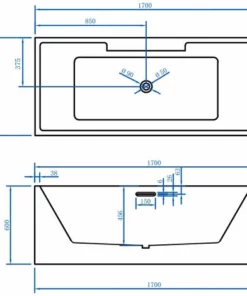 BERNSTEIN Baignoire îlot NADI Pro PLUS En Acrylique Sanitaire - 170 X 75 X 60 Cm - Robinetterie 6080 En Option: Sans Siphon, Sans Service De Prémontage, Sans Mitigeur 6080 -BERNSTEIN Shop 54714167 5