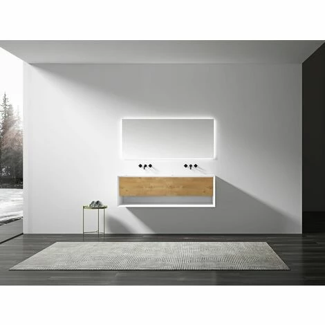 BERNSTEIN Meuble De Salle De Bain Avec Double Vasque Fiona 1600 - Façade Effet Chêne - Miroir & Colonne De Rangement En Option: Sans Miroir, Sans Meuble Mural 5 BERNSTEIN Meuble De Salle De Bain Avec Double Vasque Fiona 1600 - Façade Effet Chêne - Miroir & Colonne De Rangement En Option: Sans Miroir, Sans Meuble Mural – Image 3