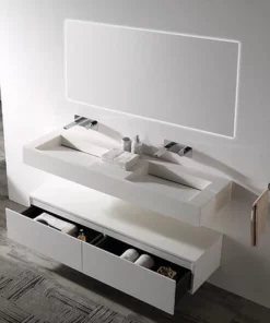 BERNSTEIN Sous Vasque Salle De Bain TLB150 - 150x43x28cm - Disponible En Plusieurs Couleurs: Sans Vasque à Poser, Blanc Brillant -BERNSTEIN Shop 54829059 3