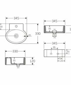 BERNSTEIN Petit Lave-mains En Céramique Sanitaire KW209 - 34,5 X 33 X 12 Cm - Blanc Brillant: Sans Bonde Pop Up -BERNSTEIN Shop 55737483 2