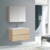 BERNSTEIN Ensemble Pour Salle De Bain EDGE 850 - Dans Différentes Couleurs - Armoire De Toilette Et Colonne En Option: Sans Miroir, Sans Meuble Mural, Effet Chêne Naturel, Blanc Brillant