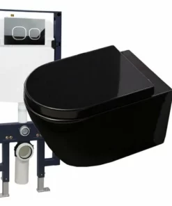 BERNSTEIN WC Suspendu Offre Spéciale Pack économique 21: B-8030 Noir - Bâti-support G3008 Avec Plaque De Déclenchement à Choix: Modèle 4111 Blanc Mat