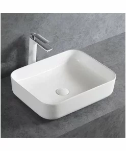 BERNSTEIN Lave-mains à Poser En Céramique Sanitaire KW6127 - 50 X 39 X 13 Cm - Couleur En Option: Sans Bonde Pop Up, Blanc Brillant