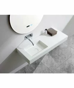 BERNSTEIN Vasque Murale BA8012 En Solid Surface - 121 X 45 X 12 Cm - Couleur Au Choix - Console Métallique En Option: Blanc Mat, Sans Console Métallique