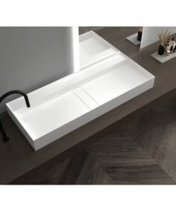 BERNSTEIN Vasque En Solid Surface Pour Montage Mural Ou à Poser - TWG211 - Blanc Mat - Largeur Sélectionnable: 80 Cm