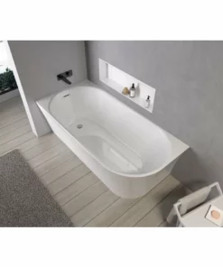 BERNSTEIN Baignoire Murale NORA CORNER En Acrylique Blanc Brillant - 170 X 80 Cm - Installation à Gauche - Robinetterie En Option: Sans Robinet Mitigeur, Blanc Brillant
