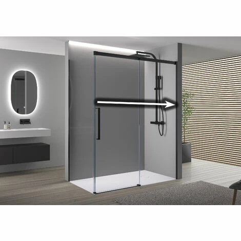 BERNSTEIN Paroi De Douche Fixe Et Porte Coulissante DX906 FLEX - Noir Mat - Revêtement Nano - Dimensions Sélectionnables: 100cm, 70cm 4 BERNSTEIN Paroi De Douche Fixe Et Porte Coulissante DX906 FLEX - Noir Mat - Revêtement Nano - Dimensions Sélectionnables: 100cm, 70cm – Image 2