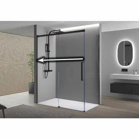 BERNSTEIN Paroi De Douche Fixe Et Porte Coulissante DX906 FLEX - Noir Mat - Revêtement Nano - Dimensions Sélectionnables: 100cm, 70cm 5 BERNSTEIN Paroi De Douche Fixe Et Porte Coulissante DX906 FLEX - Noir Mat - Revêtement Nano - Dimensions Sélectionnables: 100cm, 70cm – Image 3