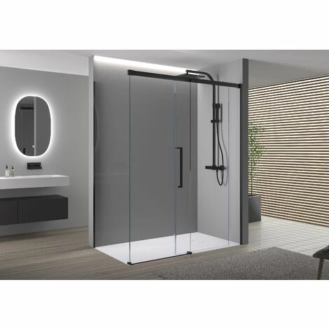 BERNSTEIN Paroi De Douche Fixe Et Porte Coulissante DX906 FLEX - Noir Mat - Revêtement Nano - Dimensions Sélectionnables: 100cm, 70cm 6 BERNSTEIN Paroi De Douche Fixe Et Porte Coulissante DX906 FLEX - Noir Mat - Revêtement Nano - Dimensions Sélectionnables: 100cm, 70cm – Image 4