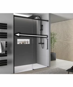 BERNSTEIN Porte De Douche Coulissante En Niche DX906 FLEX - Noir Mat - Verre De Sécurité Trempé De 8 Mm Nano - Largeur Sélectionnable: 1000mm -BERNSTEIN Shop 61336053 3