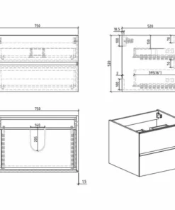 BERNSTEIN Ensemble Pour Salle De Bain EDGE 1500 - Dans Différentes Couleurs - Armoire De Toilette Et Colonne En Option: Sans Miroir, Sans Meuble Mural, Béton, Blanc Brillant -BERNSTEIN Shop 61587359 3