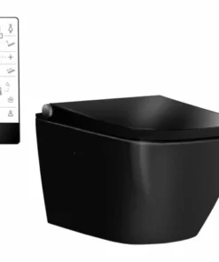 WC Lavant BERNSTEIN PRO+ 1104 - Noir Brillant - à Fond Creux Sans Bride Angulaire - WC Japonais - Cuvette Complète