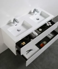 BERNSTEIN Meuble De Salle De Bain Alice 1200 - En Blanc Mat - Miroir Et Colonne De Rangement En Option: Sans Miroir, Sans Meuble Mural, Brillant -BERNSTEIN Shop 62046786 3